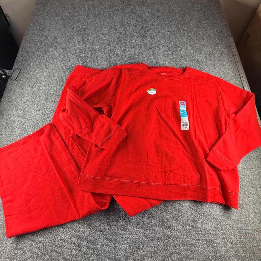 Hanes ComfortBlend Crew Sweatshirt & Pant Set Just Red 2XL 4269 4270 New